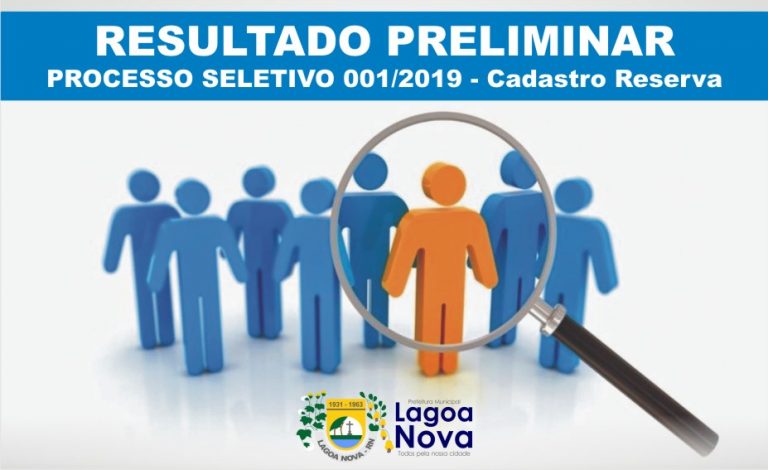 RESULTADO PRELIMINAR – PROCESSO SELETIVO 001/2019 Cadastro Reserva